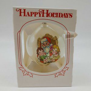 Campbell's Soup Kids 1980 White Glass Christmas Ornament ball w/ box
